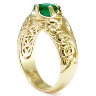 Mens Solid 18k Y/Gold Natural Columbian Emerald Ring FREE Worldwide 