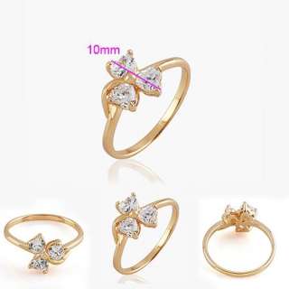 Pretty 9K Yellow Gold Filled 4mm Heart shaped CZ Rings Size 8 R310 