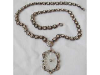 Edwardian Sterling Crystal Camphor Glass Necklace  