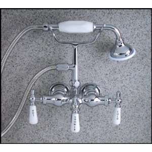  Polished Nickel Clawfoot Tub Diverter Faucet   Hand Shower 
