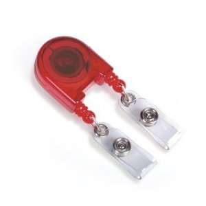  Badge Reel   Plastic Dual Pull   Translucent Red Office 