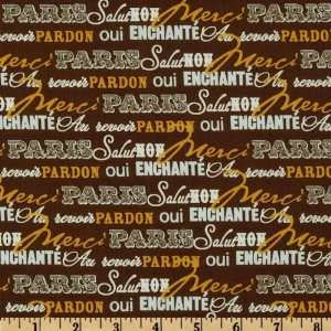  44 Wide Paris & Company Words Brown Fabric By The Yard 