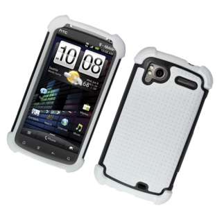 For HTC Sensation 4G/Pyramid Silicone/Hard with Dot TPU Case White 