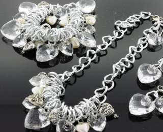   & CHARMS Sparkle~Chunky Bib Necklace Bracelet Earrings Set  