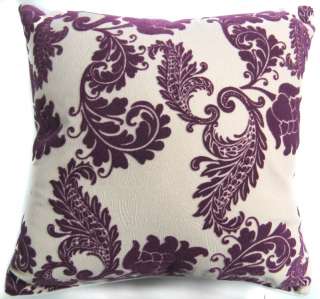 ET94 Dim Purple Leaf Flower Beige Velvet Cushion/Pillow/Throw Cover 