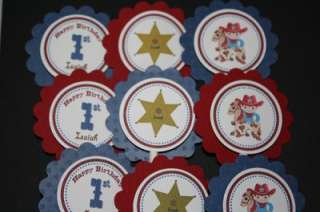 Lil Cowboy Cowgirl Cupcake Toppers Favor Tags  