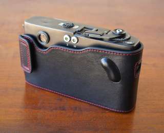 Mr.Zhou Black Leather Half Case Red Stitching for Leica M5 Camera w 2 