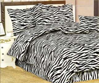 New Black&White Zebra Satin Comforter+Curtain Set King  