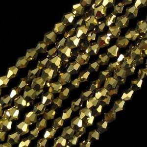  4mm faceted crystal bicone beads 12 gold