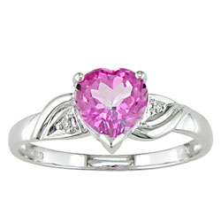 10 kt. White Gold Diamond and Pink Topaz Ring  