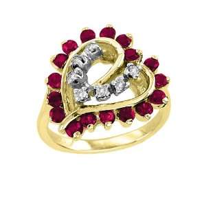  1.93 CTW Ruby & Diamond Heart Shape Ring 14K Yellow Gold 