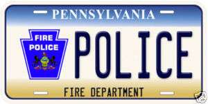 Pennsylvania Fire Police Metal Novelty License Plate  