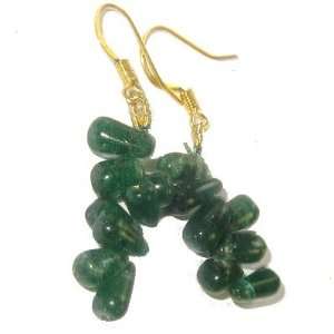   Earrings 18 Dark Green Tear Drop Stone Crystal Dangle 1.4 Jewelry