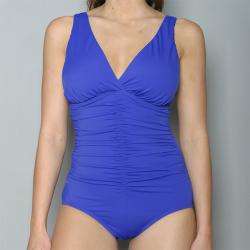   Classics Womens Shirred V Neck One piece Swimsuit  