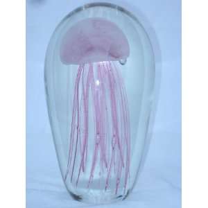  Glass Jellyfish Paperweight Color Pink 8 x 4.5 (Glow in 