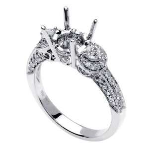  0.55 ctw. Semi Mount 950 Platinum Diamond Engagement Ring 