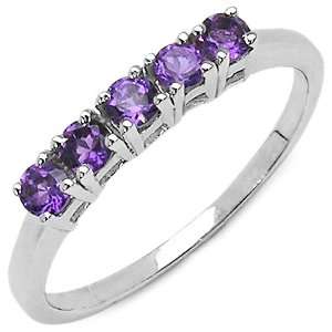  0.40 Carat Genuine Amethyst Sterling Silver Ring Jewelry