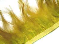 F209 PER FEET Gold Brown Rooster Hackle feather fringe Trim Fascinator 