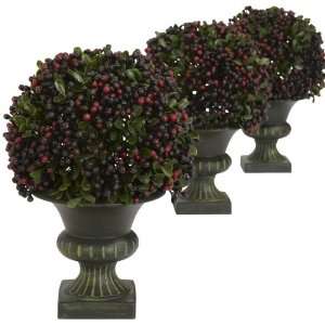  Real Looking Pepper Berry Ball Topiary (Set of 3)   Silk 