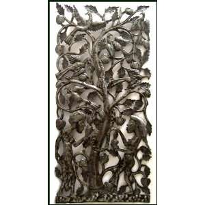 Adam & Eve in the Garden of Eden   Haitian Metal Art  17x 34  