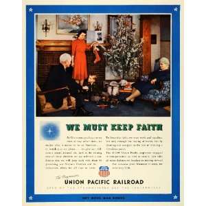  1943 Ad Union Pacific Railroad Christmas Wartime Tree 