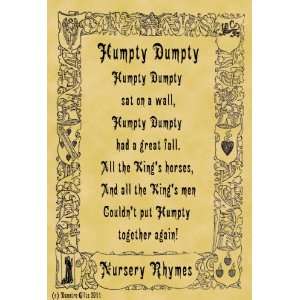   A4 Size Parchment Poster Nursery Rhyme Humpty Dumpty