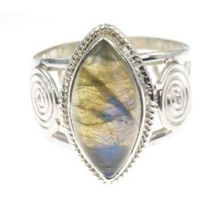   Sterling Silver NATURAL LABRADORITE Ring, Size 8.25, 6.52g Jewelry