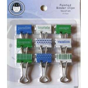  Painted Scrapbooking Binder Clips Vacation, Set of 9 Arts 