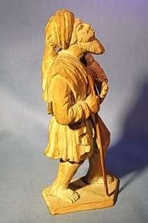   BEAUTIFUL WOOD CARVED FIGURES AND MOVING ARM ANTIQUE GERMAN 1850 s