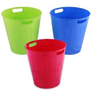  3pc Assorted 10H Plastic Waste Baskets with Handles 