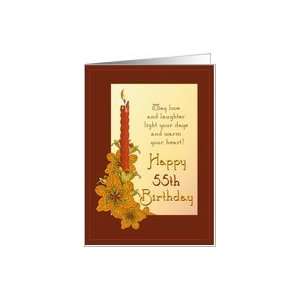  Happy 55th Birthday Tiger Lily Candle Card Toys & Games