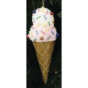  Vanilla Ice Cream Cone Glitter Christmas Ornament 6