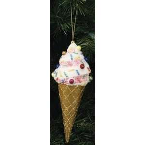  Ice cream Cone Glitter Christmas Ornament Vanilla 8