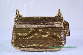 NWT Coach 46797 Poppy Sequins Mini Turnlock Flap Coin Purse Handbag 
