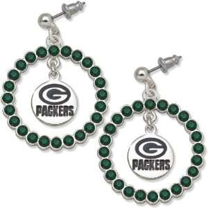  LogoArt Green Bay Packers Crystal Logo Earrings Sports 