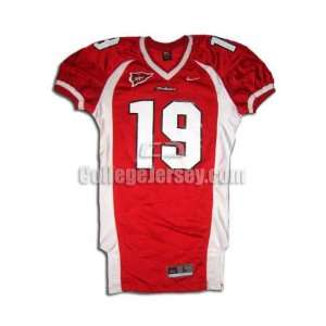Red No. 19 Game Used Miami Ohio Nike Football Jersey (SIZE L)  