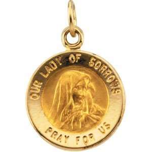    12.00 Mm 14K Yellow Gold Our Lady Of Sorrows Medal Jewelry