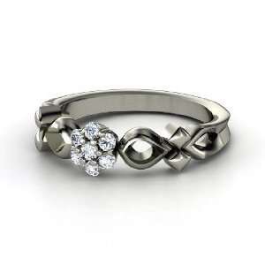  Corsage Ring, 14K White Gold Ring with Diamond Jewelry