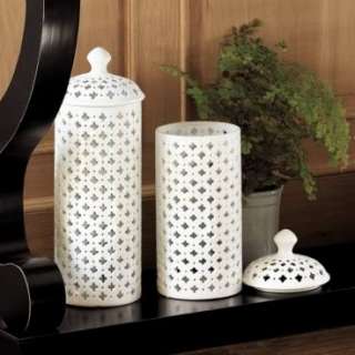 BALLARD DESIGNS Elysee White Pierced GINGER JAR Vase  