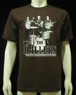 Mens THE KILLERS T Shirt WORLD DESTRUCTION TOUR L Brown  
