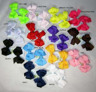 Grossgrain Hair Bow Set 14 Colors (Handmade)  
