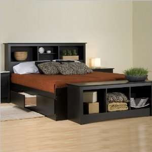  Queen Prepac Sonoma Black Bookcase Platform Storage Bed 