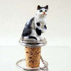  Tabby Cat Bottle Stopper (Black & White)