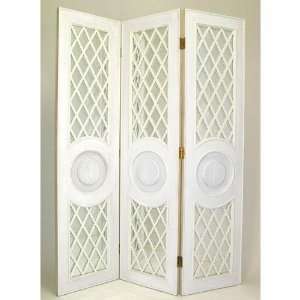  Fenced Mirror Room Divider in White