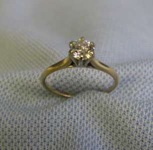   Yellow Gold Single Stone Half Carat .55 Diamond Ring size 7.75  