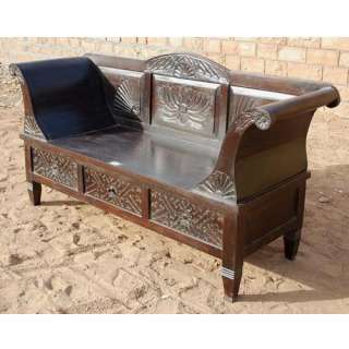 Mahogany Hand Carved Solid Wood Bench Sofa Couch Loveseat Garden Chair 