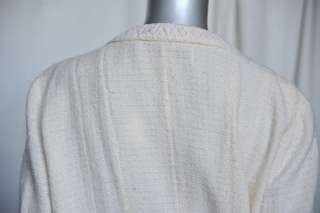 CHANEL BOUTIQUE Creamy Beige Wool Check Tweed Blazer/Jacket+Long Skirt 