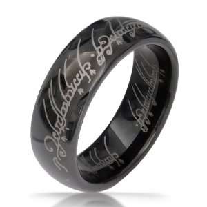   Rings Style Polished Black & Silver Tungsten Ring Pendant 7mm Size 9