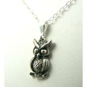 Hoot Owl Sterling Silver Bird Charm Jewelry Necklace Chain Nature 