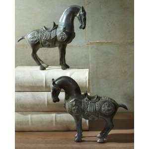  Two Antique Brass Horse Statues